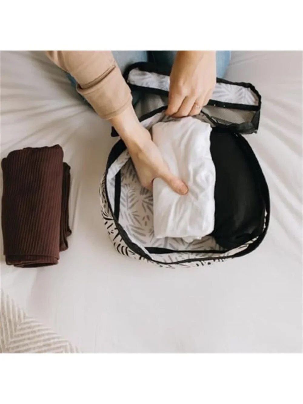Travel Packing Cubes 6 Piece Luggage Organizer Set Mesh Suitcase Bags Waterproof